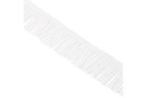 Trims By The Yard 2" Chainette Fringe Trim, Polyester-Made Decorative Fringe Trim, Versatile Fringes for Costumes, Uniforms, Home Decor, and Party Decorations, 10 Yards, White