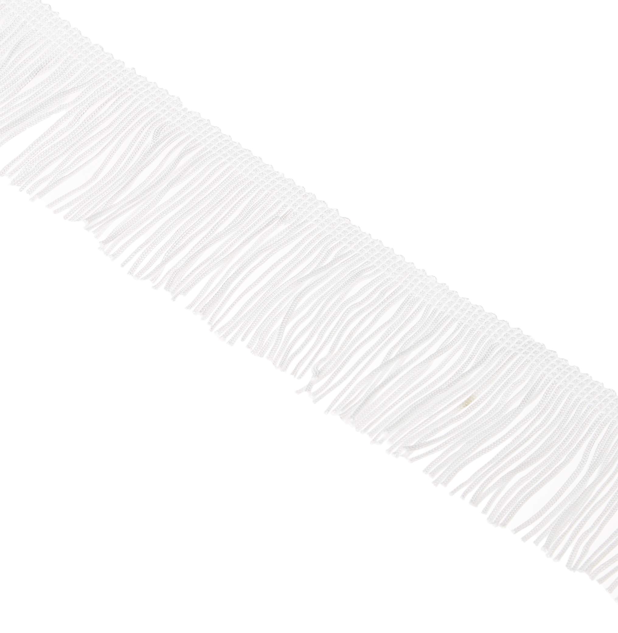 Trims by the Yard 2" Chainette Fringe Trim, Polyester-Made Decorative Fringe Trim, Versatile Fringes for Costumes, Uniforms, Home Decor, and Party Decorations, 10 yards, White