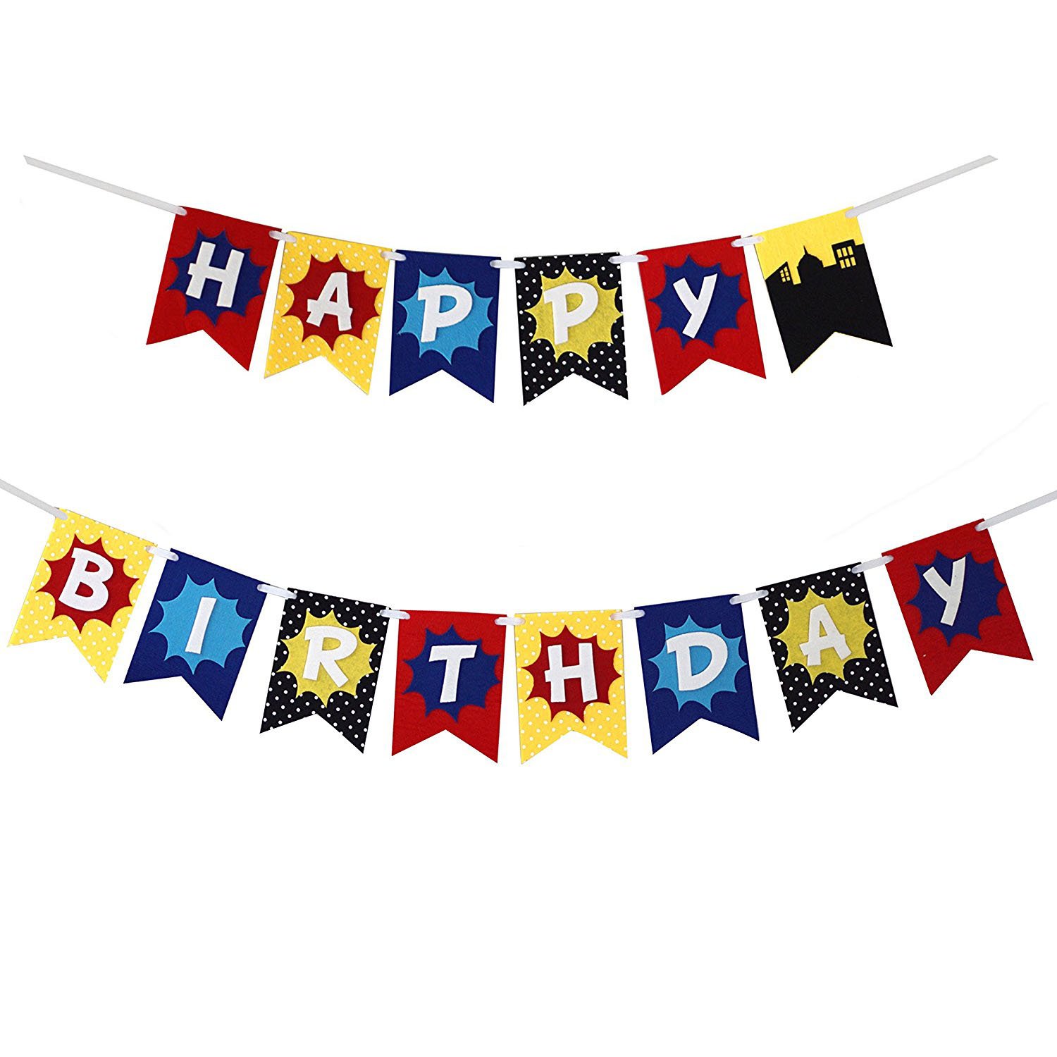Happium Superhero Children's Birthday Bunting Party Decoration Garland Party Banner (Multicolor Superhero)