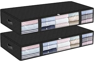 StorageRight Storage Bags, Clothes Storage, Under Bed Storage Containers, Large Capacity Storage Bins, Foldable Storage Organizers for Clothes and Bedding - 90L/2 Pack/Black