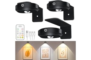 WILLED Picture Lights for Wall, 1200mAh Rechargeable Battery Operated Picture Frame lights, Puck Lights with Remote, Dimmable & Timer Art Lighting for Paintings Wireless, Magnetic Gallery Light/3 Pack