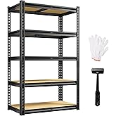 5 Tier Garage Shelving 2020LBS Storage Shelves,Adjustable Heavy Duty Metal Shelving Unit Utility Rack for Garage,Kitchen Pantry Shelf for Warehouse,Closet,Commercial,28" W x 12" D x 59.8" H,Black