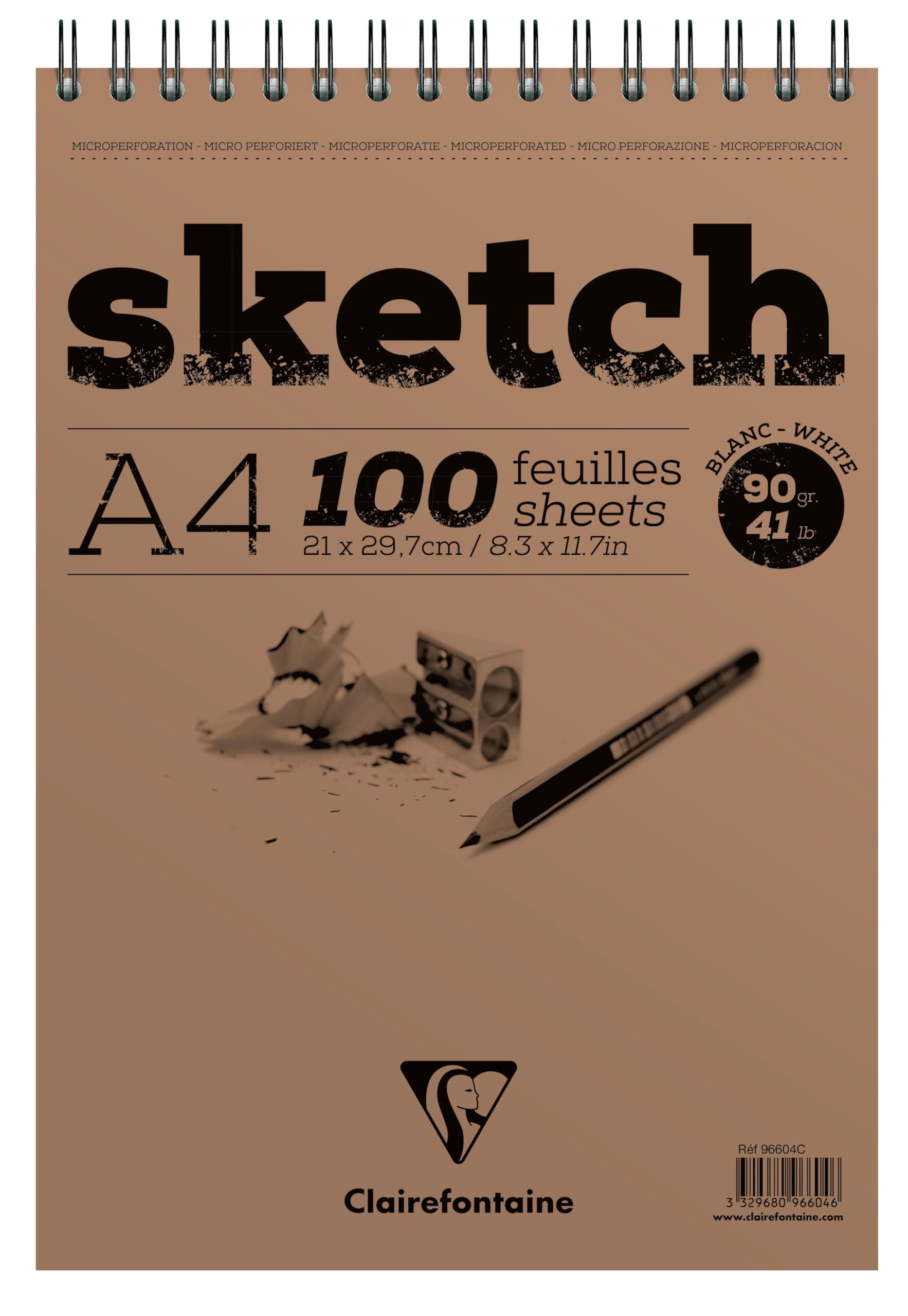 Clairefontaine - Ref 96604C - Head Wirebound Sketch Pad (100 Sheets) - A4 Sized, 90gsm Paper, Microperforated - Suitable for Sketching with Pencil, Charcoal & Felt Tip — image 1
