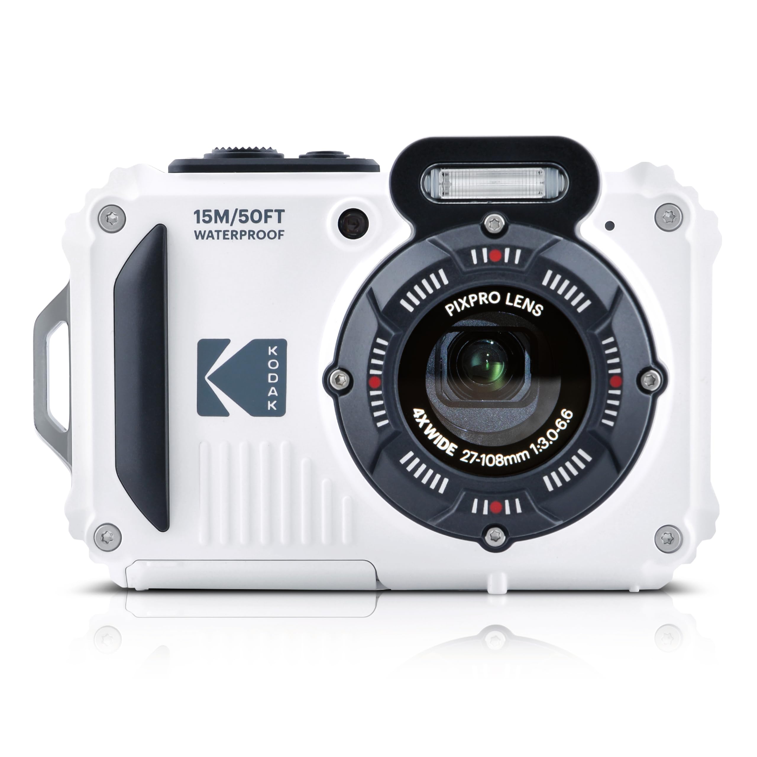 KODAK Pixpro WPZ2 - 16M Pixel Compact Digital Camera, Waterproof to 15m, Shockproof, 720p Video, 2.7" LCD Screen - Li-ion Battery, White