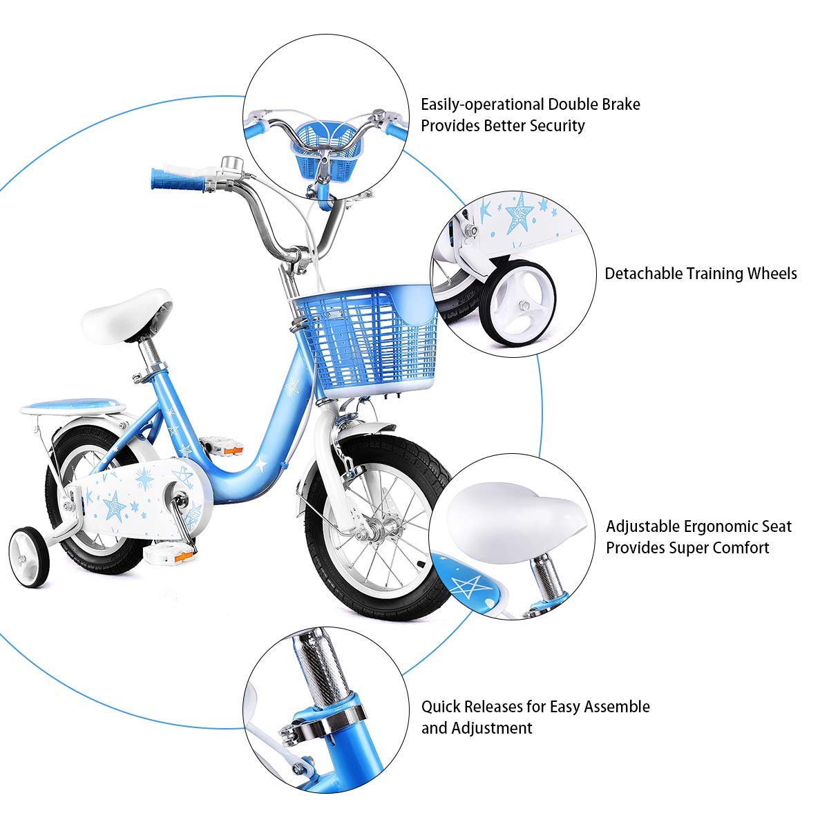 安い購入 Goplus 子供用自転車 トレーニングホイールとバスケット付き 12インチ 16インチ 男の子 女の子 自転車 子供 バランスバイク用ギフト 12 ブルー B07mhn9r79 在庫一掃 Raviatowen Conseil Fr