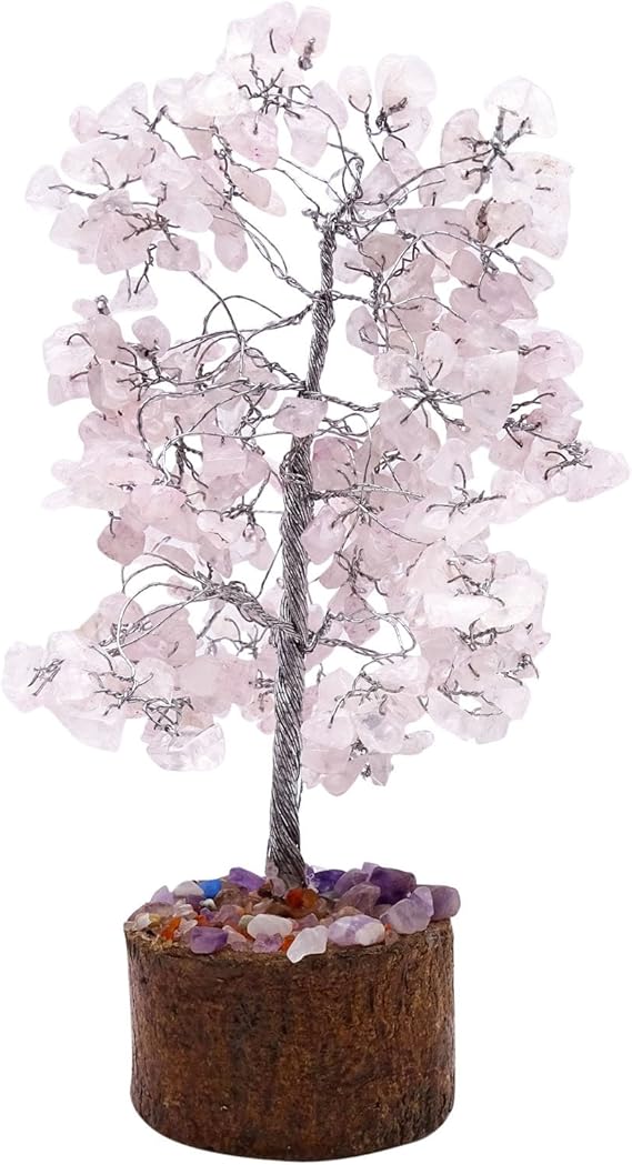 Harmonize Cuarzo Rosa árbol de Piedra curativo de Las Gemas de Cristal
