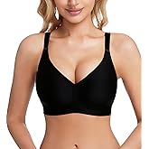 Jelly Wireless Bras for Women Push Up Deep V Seamless Comfort Plunge No Underwire Bra with Adjustable Straps Everyday Bras