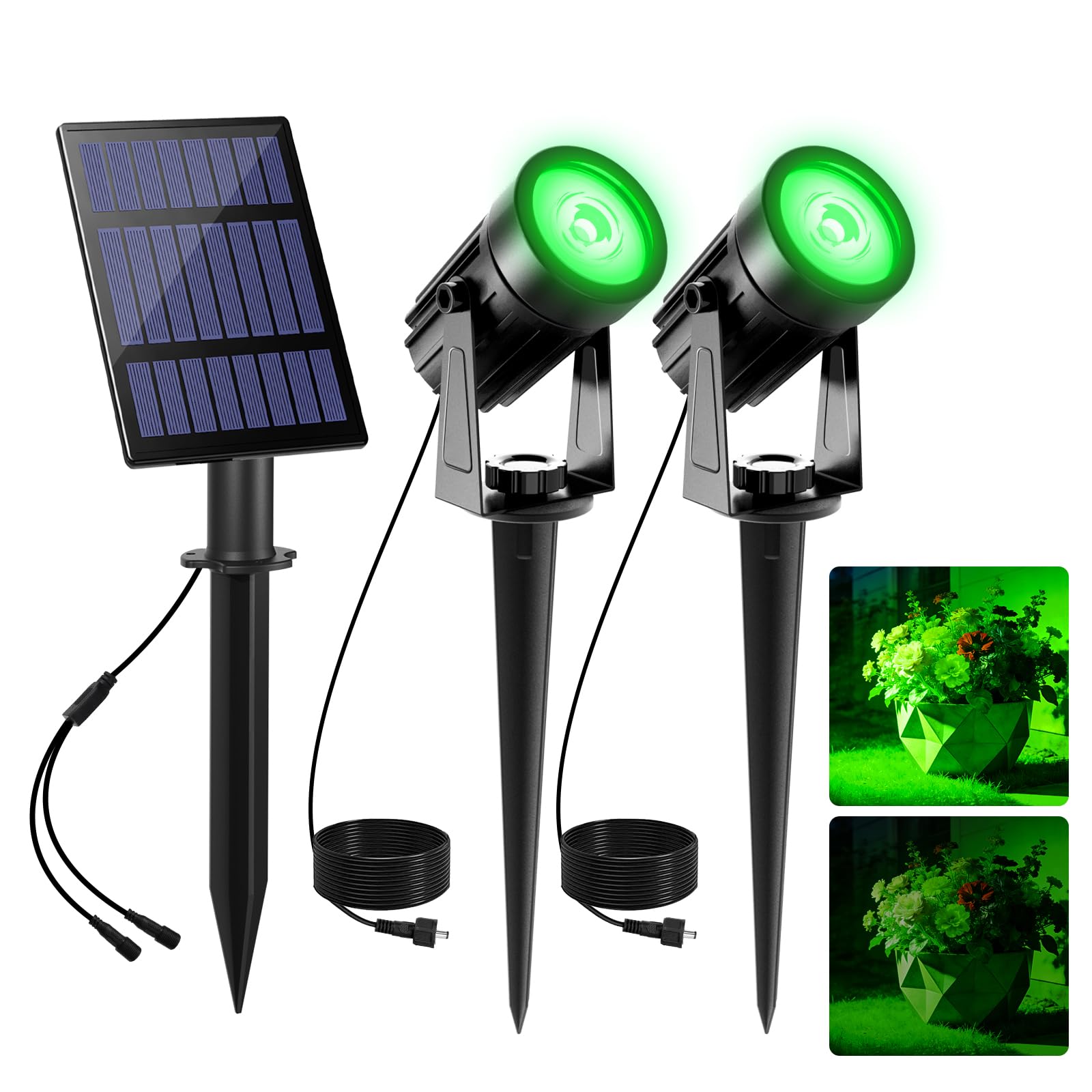 CORESLUX LED Solar Spotlights Outdoor Garden Landscape Lamps, IP65 Waterproof Solar Uplighters, Auto On/Off Stake Light for St. Patrick’s Day Halloween Christmas Backyard Pathway Tree.
