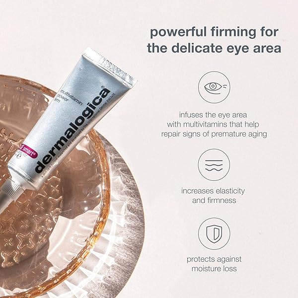 DERMALOGICA MULTIVITAMIN POWER FIRM EYE CREAM WITH ANTIOXIDANT VITAMINS, ANTI-AGING WRINKLE FIRMING UNDER EYE TREATMENT – COMBAT VISIBLE LINES AROUND THE EYE AREA, 0.5 OZ