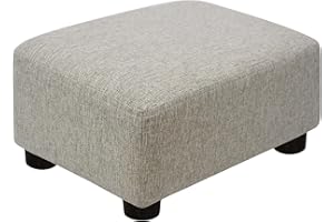 CAROLMADE Small Foot Stool Ottoman Footstool with Legs Under Desk Footrest for Living Room Bedroom and Office,Linen-Beige