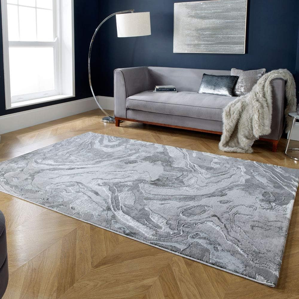Flair Rugs Eris Marbled Metallic Rug, Silver, 200 x 290 Cm Amazon.co