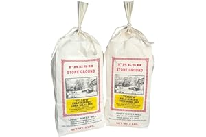 GENERIC Stone Ground Yellow Self-Rising Cornmeal Mix 2 lb Bags (Pack of 2) with Southern Recipe Card | Made by Linney’s Water Mill, North Carolina | Old-Fashioned Southern Cornbread