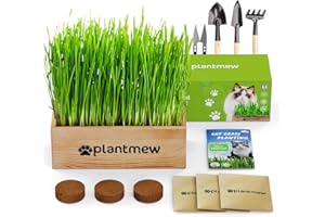 PLANTMEW Organic Cat Grass Kit for Indoor Cats - 3 Pack with Cat Grass Seeds, Nutrient Soil & Planter Pots | Complete Growing Set for Fresh Pet Grass (Non-GMO Wheat Grass)