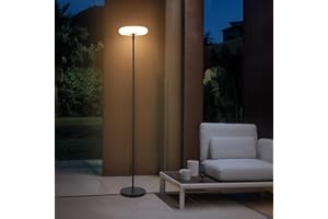 FAVORITE GARDEN Outdoor Floor Lamp, 100% Solar Powered Floor Lamp for Patio Decks Lawn Pool Garden Outdoor Spaces, Fully Weatherproof