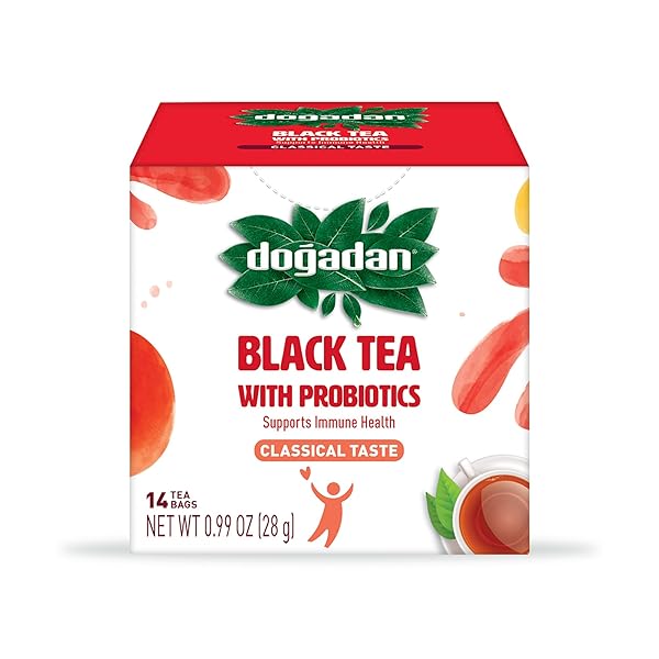 DOGADAN PROBIOTIC BLACK TEA FOR IMMUNE SUPPORT, CAFFEINATED, INDIVIDUALLY WRAPPED TEA BAGS, 14 COUNT (PACK OF 1)