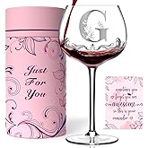 Personalized Birthday Gifts for Women - Customized Initial A-Z Wine Glasses, Unique Monogram Wine Gifts for Her, Mom, Wife, Sister, Daughter, Friend (Letter G)