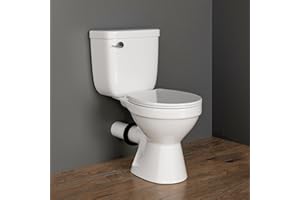 MaceratingFlo Rear Outlet Toilet with Tank: Powerful Flush & Space-Saving Design with Rear Discharge - Includes Extra Extension Pipe for Easy Installation