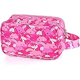 Foxstory Unicorn Kids Toiletry Bag for Girls, Travel Toiletry Bag for Little Young Girls Cosmetic Bag Makeup Bag Waterproof Hanging Wash Bag Toddler Toiletries, Pink