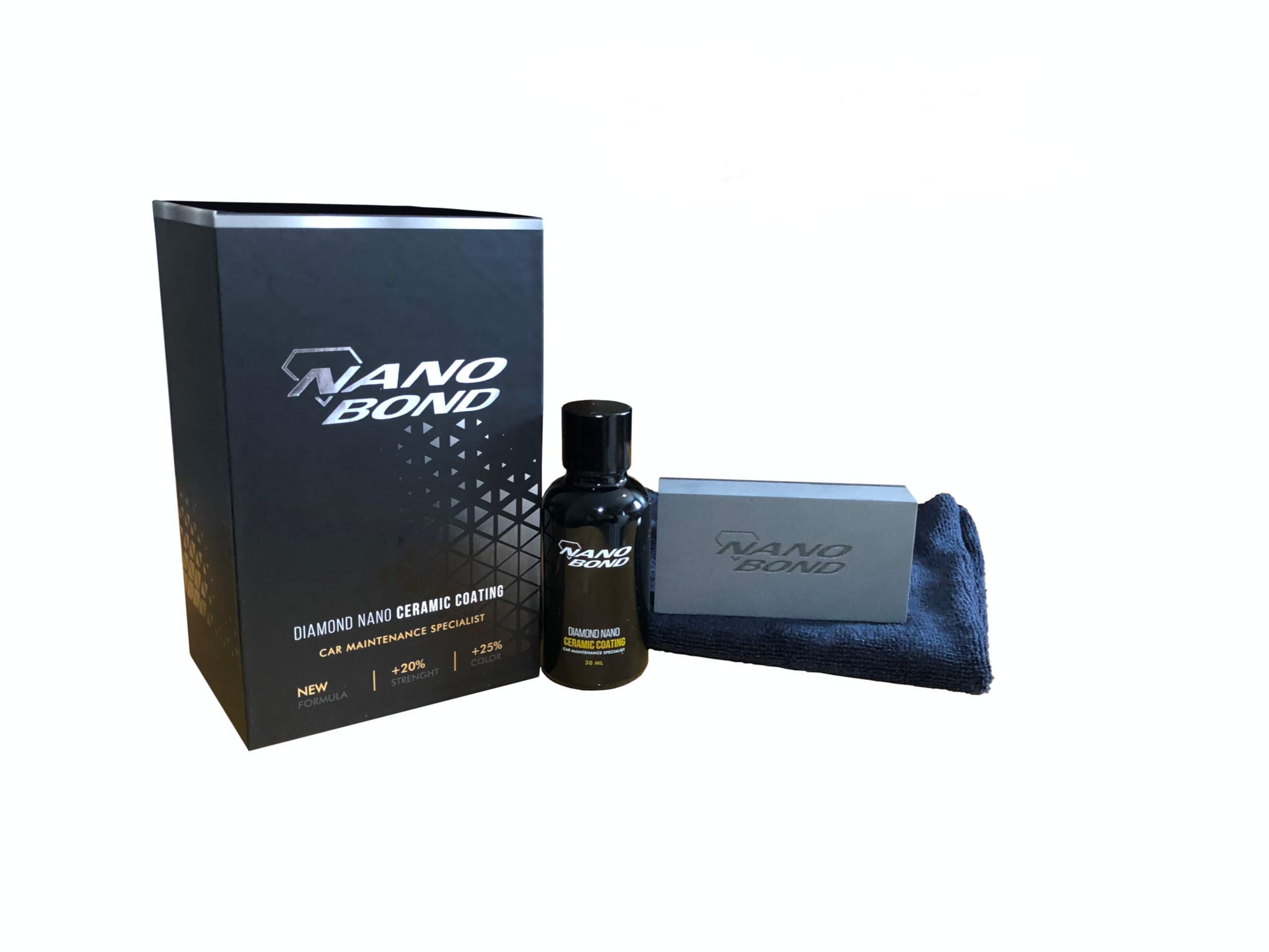 Photo 1 of Nano Bond Ceramic Coating 9H PRO, Car, Plastic, Glass, and Wheel Exterior Care Product kit, Hydrophobic, Long Lasting Professional Care, High Gloss Paint Shine, Automotive Polishing with Sio2, 30ML