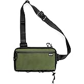 TACTICAL_GEEK Cache L4 EDC Sling Bag, Lightweight Crossbody Shoulder Bag, Travel Chest Bag, Single Strap Bag for Casual Travel, Hiking, and Outdoor Sports(Black Green)