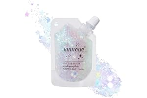 KIMIEYE Holographic Face Glitter Gel Body Shimmer Makeup for for Hair, Face, Clavicle, Arm, Nail, Eyeshadow, Long Lasting Waterproof Mermaid Sequins Party Glitter for Rave Festival, 1.35oz (Laser White #9)