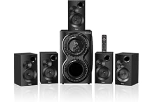 BOBTOT Home Theater Sound System 5.1 Surround Sound Systems - 1400 Watts Peak Power 12" Subwoofer Strong Bass 5.1 Wired Home Audio Stereo Sound with Bluetooth HDMI ARC Optical Input for TV