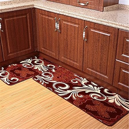 2-Piece Set of Coral Fleece Memory Foam Bathroom Rug Set Washable Kitchen  Rug Non-Slip Absorbent Coral Velvet Floor Runner Mats 