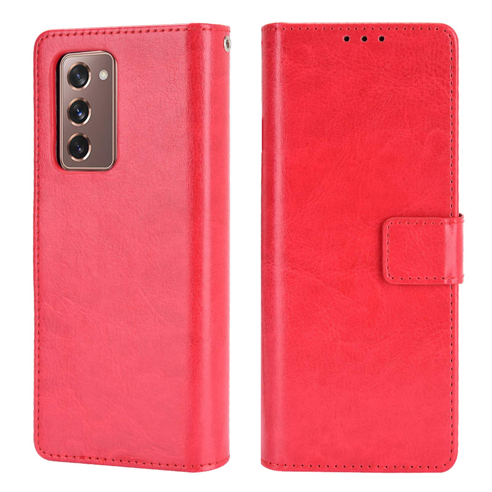 Miimall for Samsung Galaxy Z Fold 2 Flip Case, Retro Premium Leather Wallet Case with Card Slots Magnetic Closure Protective Cover Case for Samsung Galaxy Z Fold2 2020 - Red