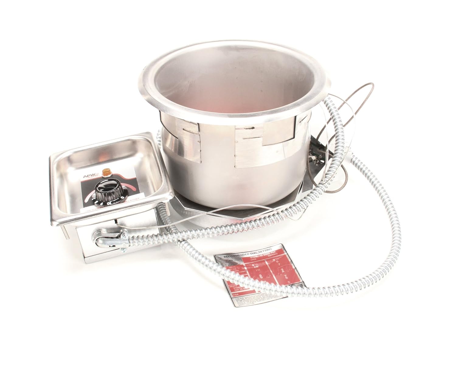 APW Wyott 55368-72UL Model Sm-50-7D ULF Listed Round Soup Wells Drop-in with EZ Lock, Drain, 240V, 500W, 6.7 Amp, 17" Height, 17" Width, 15" Length