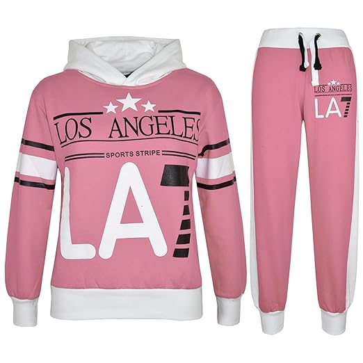 A2Z 4 Kids Kinder Mädchen Trainingsanzug LOS Angeles LA7 Gedruckt Kapuzenpullover & Hosen Jogginganzug Alter 5 6 7 8 9 10 11 