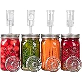 JILLMO 4 Pack Fermentation Kit for Wide Mouth Mason Jars, Stainless Steel Fermentation Lids with Glass Weights and Airlocks, Easy Fermenting Set for Pickling, Canning and Sauce (No Jars)