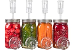 JILLMO Fermentation Kit, Pack of 4 Wide Mouth Fermentation Lids with Weights for Mason Jars (NO JARS)