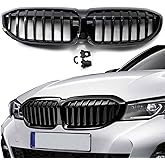 Front Gloss Black Single Slat Grill/Grilles Kidney Grill Replacement Compatible with 2019 2020 2021 2022 BMW 3 Series G20 G21 G28