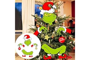 OLINLIFE Grinchmas Decor for Christmas Tree, Large Christmas Tree Topper, Funny Grinchmas Christmas Head Arm and Legs - DIY Christmas Home Party Decorations