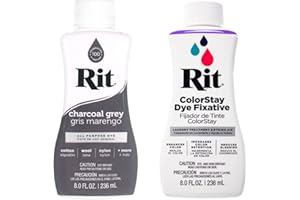 CRAFT COUNTY Rit Dye – 8 Oz. Liquid Fabric Dye for Clothing, Décor, and Crafts – Charcoal Grey with Color Fixative