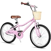 WEIZE Kids Cruiser Bike 20 24 Inch Children Bicycle for Girls Cycling | Rider 6+ Year Old with Basket, Kickstand Retro Style Lightweight Steel Frame V-brake Bell Comfortable Saddle Chain Cover