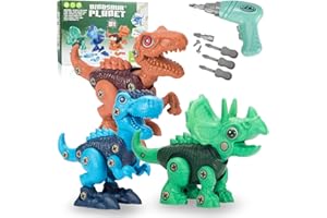 VNVDFLM Take Apart Dinosaur Toys for 3 4 5 6 7 Years Old Boys Girls, STEM Learning Building Toy Set with Electric Drill for C