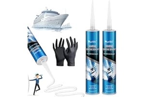 MUZEFANSI 10oz Marine Adhesive Sealant, Fast Cure, UV-Proof, Waterproof for Boats, Decks, Hulls, and RV Roof Repairs - Strong, Watertight Seal for Above & Below Waterline - White with Accessories（2 Pack）