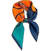FEIBOON 100% Pure Mulberry Silk Scarfs 26"x26" Square Scarf Women Neckerchief Headscarf hair scarf bandana Gift Packed (Orange+Blue)