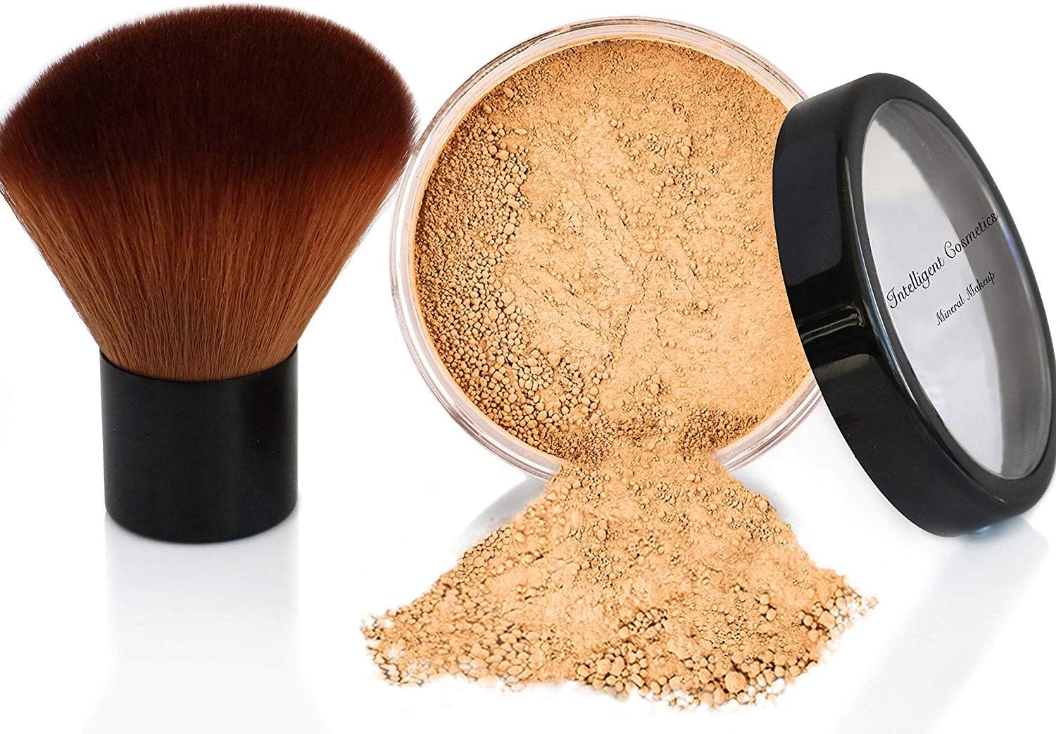 Mineral Makeup Foundation Natural Ingredients Pure Minerals Magic Coverage FULL SIZE 10 Grams Jar + FREE Full Size KABUKI Brush (Medium Tan)