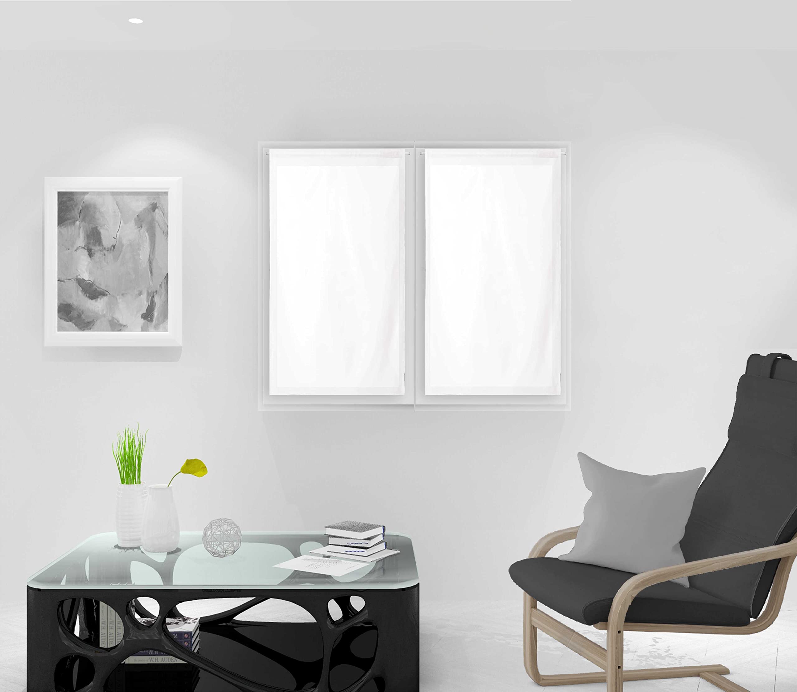 Soleil d'ocre, Dolly Pair of Half Curtain 45 x 90 cm, White