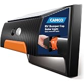 Camco RV Bumper Cap Solar Light — Motion-Activated Lighting – Fits 4" Square RV Bumpers – Helps Keep Bugs Out & Allows for RV