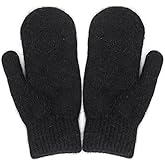INOGIH Mens Winter Soft Warm Large Knit Mittens - Outdoor Warmly Stretchy Knit Gloves for Cold Weather