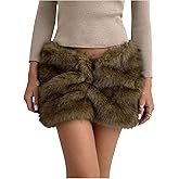GORGLITTER Women's Y2k Fuzzy Bodycon Mini Skirt Fur Low Rise Pencil Short Skirts Clubwear
