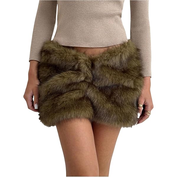 Amazon.com: SHENHE Women's Mini Skirt Fuzzy Fur Cheetah Print Low