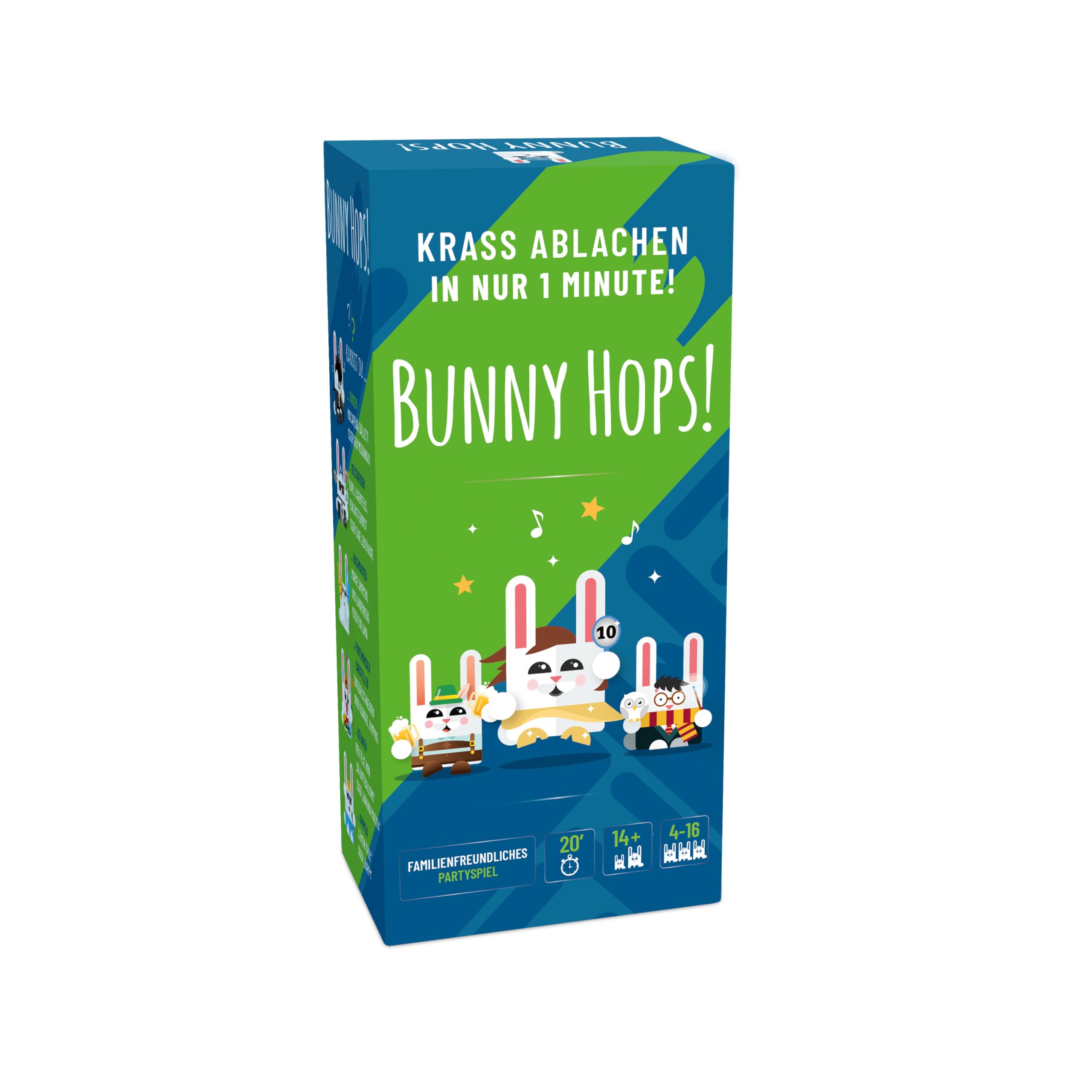 BunnyHops! | The Guessing, Miming, Describing Board Game | Guaranteed Laughter for Kids, Teens, Adults | 500 Cards Made in Europe
