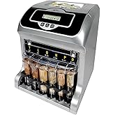 Digital 2-Row Canadian Coin Sorter with Coin Wrappers - Sorts up to 180 Coins/Min, Anti-Jam, Large Hopper (250 Coins), Displa
