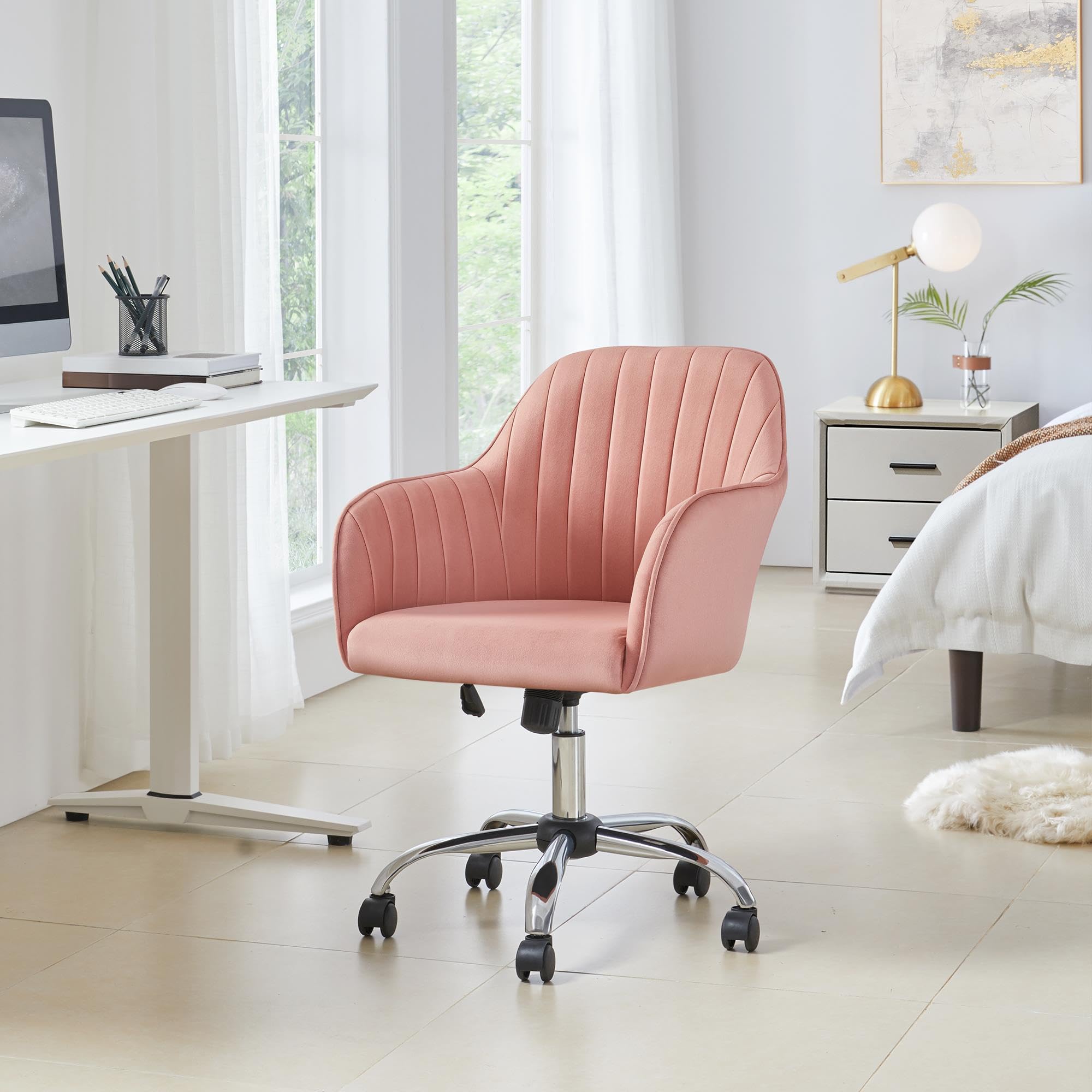Yaheetech Velvet Vanity Chair Makeup Chair Cute Office Chair Aesthetic