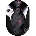Hi-Tie Men Ties Sets Silk Stripe Paisley Necktie Pocket Square Cufflinks for Business Wedding