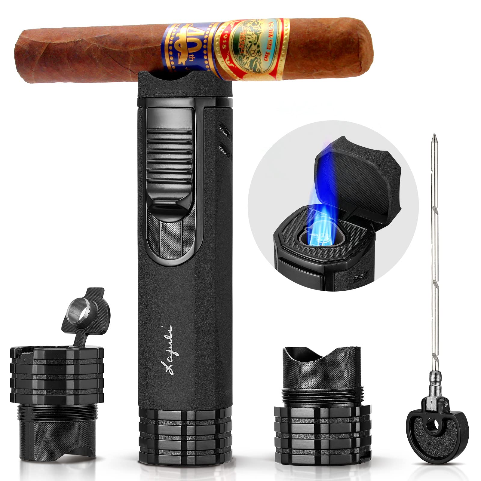 Mua Triple Jet Flame Cigar Lighter, Cigar Punch, Cigar Draw Enhancer